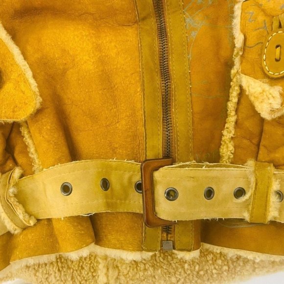 People Of The Labyrinths RARE Women's Leather Jacket Faux Fur Size Large Coat - Picture 5 of 10